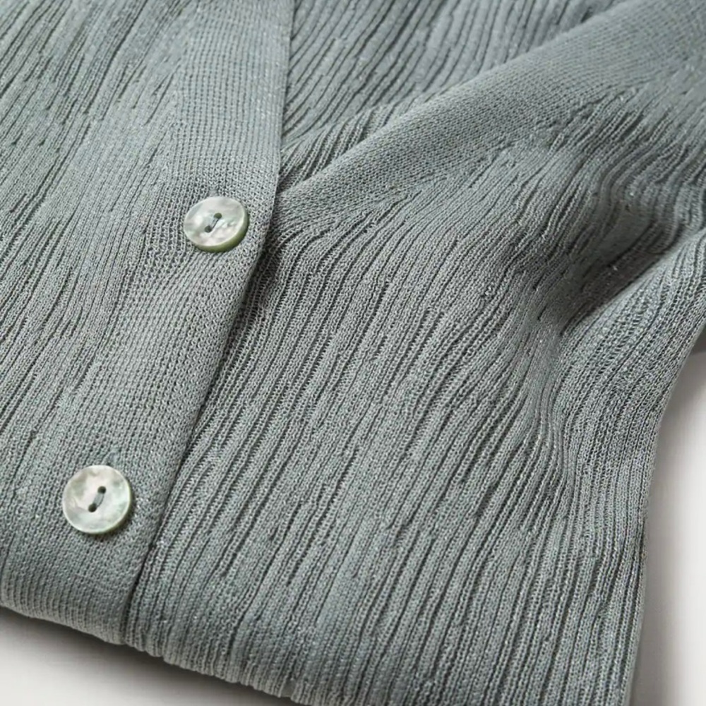 Mango Embossed knit cardigan - metallic / shimmery  sage green